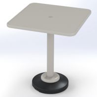 36" Square Cascade MGP Top Commercial Bar Height 80 lb Pedestal Table w/ hole by Telescope Casual