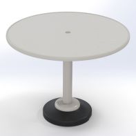 48" Round Cascade MGP Top Commercial Balcony Height 120 lb Pedestal Table w/ hole by Telescope Casual