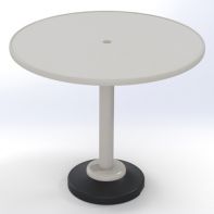 48" Round Cascade MGP Top Commercial Bar Height 120 lb Pedestal Table w/ hole by Telescope Casual