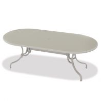 42" x 84" Oval Cascade MGP Top Commercial Dining Height Table w/ hole by Telescope Casual