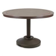 Round Slat MGP Top Table with Hole and 80lb Dining Height Pedestal Base