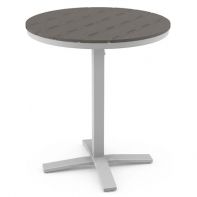 Round Rustic Polymer Top Commercial Pedestal Bar Height Table w/ hole