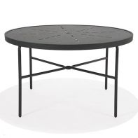 48" Round Commercial Dining Table - Starburst Stamped Top w/ Hole by Texacraft