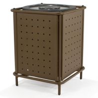 Commercial Waste Receptacle with Stamped Aluminum Sides with Lid and Liner by Texacraft