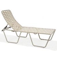 Oasis Elevated Crossweave Stacking Commercial Chaise Lounge with Skids - ADA Compliant by Texacraft