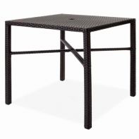36" Nexus Rosewood Weave Commercial Square Bar Table with Umbrella Hole by Texacraft
