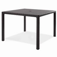 36" Nexus Rosewood Weave Commercial Square Dining Table w Umbrella Hole by Texacraft