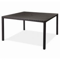 48" Nexus Rosewood Weave Commercial Square Dining Table w Umbrella Hole by Texacraft