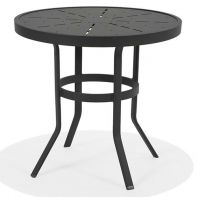 30" Round Commercial Dining Table w/ Starburst Stamped Top by Texacraft - No Hole