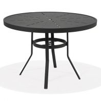 48" Round Commercial Dining Table - Starburst Stamped Top w/ Hole by Texacraft