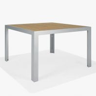 Meza Commercial 42" Square Dining Table with HDPE Plank Top and Umbrella Hole by Texacraft