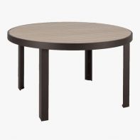 Meza Commercial 48" Round Dining Table with HDPE Plank Top and Umbrella Hole by Texacraft