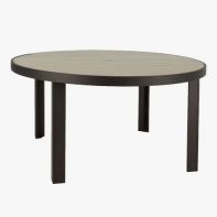 Meza Commercial 54" Round Dining Table with HDPE Plank Top and Umbrella Hole by Texacraft