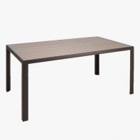 Meza Commercial 42" x 74" Rectangular Balcony Table with HDPE Plank Top and Umbrella Hole by Texacraft