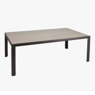 Meza Commercial 42" x 74" Rectangular Dining Table with HDPE Plank Top and Umbrella Hole by Texacraft