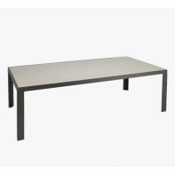 Meza Commercial 42" x 82" Rectangular Dining Table with HDPE Plank Top and Umbrella Hole by Texacraft