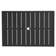 36" x 24" Rectangular Commercial Slat Extruded Aluminum Dining Table Top w/ Hole and Bases by Texacraft