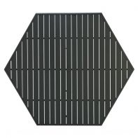 64" Hexagonal Commercial Slat Extruded Aluminum Dining Table Top w/ Hole and Bases by Texacraft