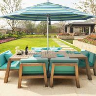 11' Double Wind Vent Commercial Patio Umbrella With Silver Anodized Aluminum Pole - Pulley Lift