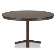 48" Round Marine Grade Polymer Commercial Top Table With Dining Height Pedestal Base With hole by Telescope Casual