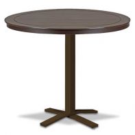 Round Slat MGP Top Table with Hole and Bar Height Pedestal Base