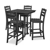 Polywood La Casa Cafe 5-Piece Farmhouse Trestle Bar Set