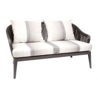 Vero Beach Aluminum Commercial Outdoor Patio 2 Seat Sofa With Strap and Cushion