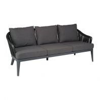 Vero Beach Aluminum Commercial Outdoor Patio 3 Seat Sofa With Straps and Cushions