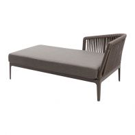 Vero Beach Aluminum Commercial Outdoor Chaise With Right Arm, Straps and Cushion
