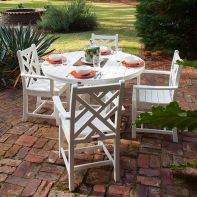 POLYWOOD Chippendale 5-Piece Round Arm Chair Dining Set